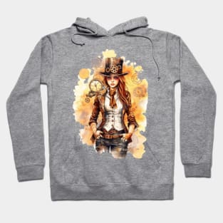 Watercolor Steampunk Girl #4 Hoodie